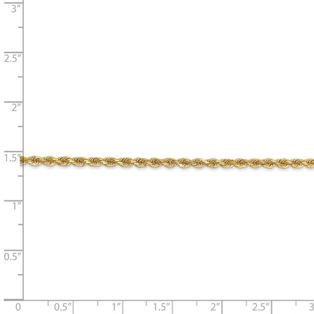 2.25mm, 14k Yellow Gold Diamond Cut Solid Rope Chain Necklace, 26 Inch - Picture 4 of 7